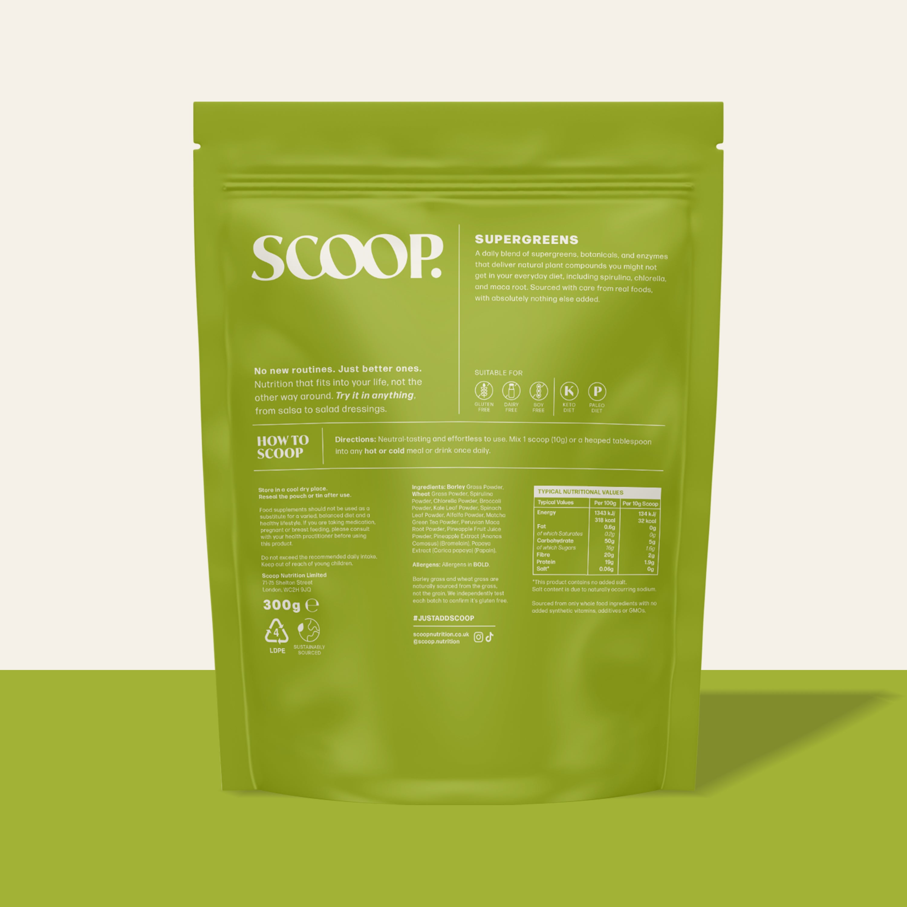 Supergreens +Botanicals & Enzymes Powder 300g Pouch